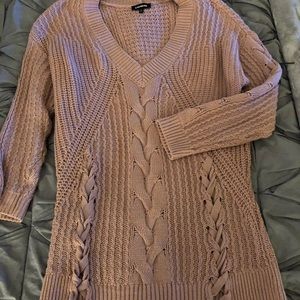 Mauve lace up sweater - Express